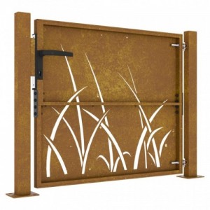 Fűmintás corten acél kerti kapu 105 x 105 cm