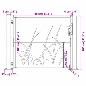 Fűmintás corten acél kerti kapu 105 x 105 cm