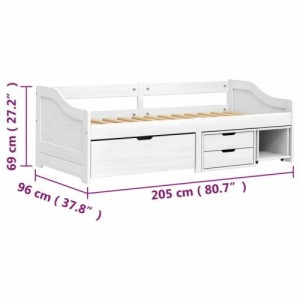 IRUN fehér tömör fenyőfa kanapéágy 3 fiókkal 90 x 200 cm