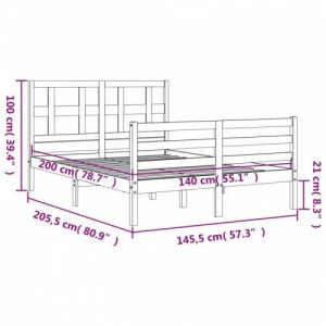 Fehér tömör fa ágykeret fejtámlával 140 x 200 cm