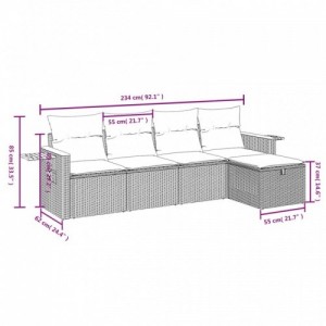 5 részes szürke polyrattan kerti ülőgarnitúra párnákkal