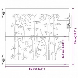 Bambuszmintás corten acél kerti kapu 85 x 75 cm