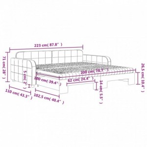 Világosszürke kihúzható bársony heverő matraccal 100 x 200 cm