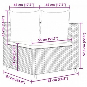 5 részes fekete polyrattan kerti kanapészett párnákkal