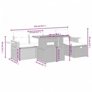 6 részes bézs polyrattan kerti ülőgarnitúra párnával