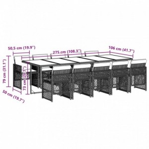 11 részes szürke polyrattan kerti ülőgarnitúra párnákkal