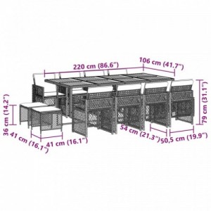 13 részes szürke polyrattan kerti ülőgarnitúra párnákkal