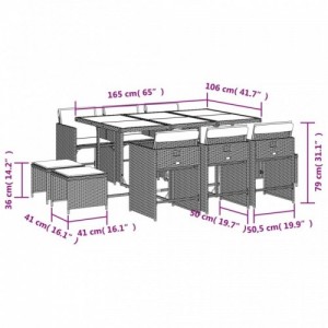 11 részes barna polyrattan kerti ülőgarnitúra párnákkal