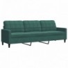 3 személyes sötétszöld bársony kanapé 210 cm