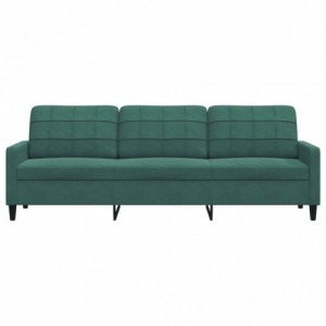 3 személyes sötétszöld bársony kanapé 210 cm