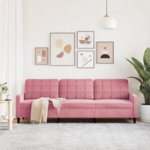 3 személyes rózsaszín bársony kanapé 210 cm
