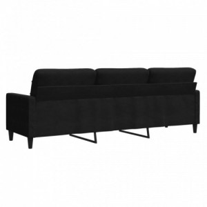 3 személyes fekete bársony kanapé 210 cm