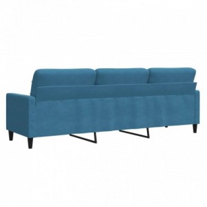 3 személyes kék bársony kanapé 210 cm