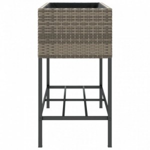 2 db szürke polyrattan kerti ültetőláda polccal 90 x 40 x 75 cm