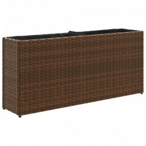 2 db barna polyrattan kerti ültetőláda 2 cseréppel 90x20x40 cm