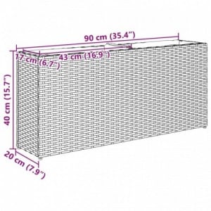 2 db barna polyrattan kerti ültetőláda 2 cseréppel 90x20x40 cm