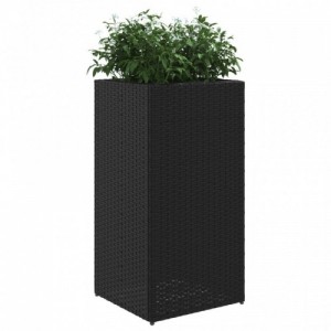 2 db fekete polyrattan kerti ültetőláda 40x40x80 cm