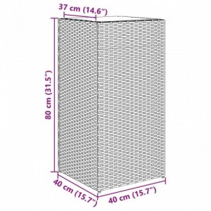 2 db fekete polyrattan kerti ültetőláda 40x40x80 cm