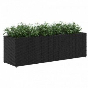 2 db fekete polyrattan kerti ültetőláda 3 cseréppel 105x30x32cm