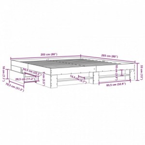 Fekete szerelt fa ágykeret 200 x 200 cm