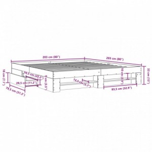 Barna tölgyszínű szerelt fa ágykeret 200 x 200 cm