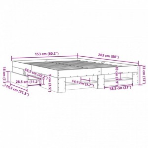 Sonoma tölgy színű szerelt fa ágykeret matrac nélkül 150x200 cm