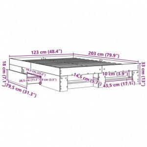 Füstös tölgy színű szerelt fa ágykeret matrac nélkül 120x200 cm