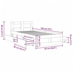 Fekete ágykeret fejtámlával matrac nélkül 90x190 cm