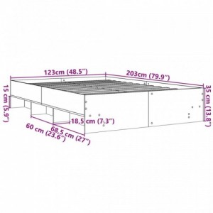 Barna tölgy színű szerelt fa ágykeret matrac nélkül 120x200 cm