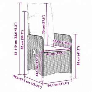 7 részes szürke polyrattan kerti bisztrógarnitúra párnákkal