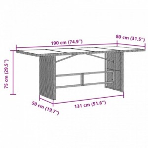 7 részes barna polyrattan kerti bisztrógarnitúra párnákkal