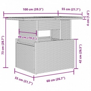 2 részes szürke polyrattan és üveg kerti ülőgarnitúra párnákkal