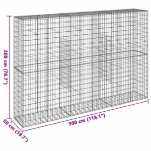 Horganyzott vas gabion kosár fedéllel 300 x 50 x 200 cm