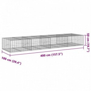 Horganyzott vas gabion kosár fedéllel 400 x 100 x 50 cm