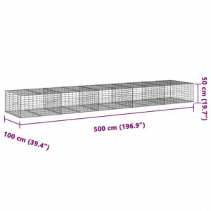 Horganyzott vas gabion kosár fedéllel 500 x 100 x 50 cm