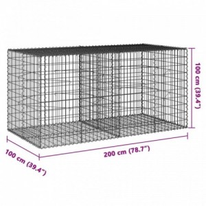 Horganyzott vas gabion kosár fedéllel 200 x 100 x 100 cm