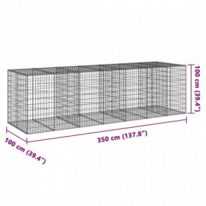 Horganyzott vas gabion kosár fedéllel 350 x 100 x 100 cm