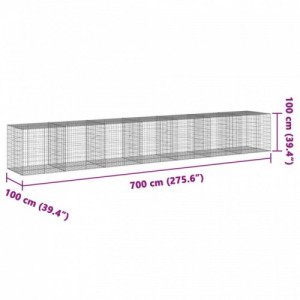 Horganyzott vas gabion kosár fedéllel 700 x 100 x 100 cm