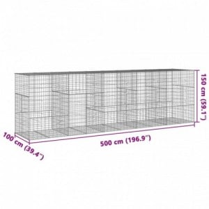 Horganyzott vas gabion kosár fedéllel 500 x 100 x 150 cm