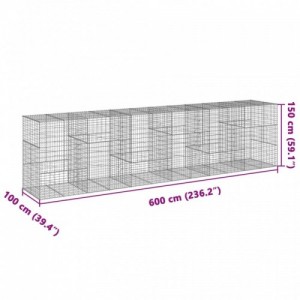 Horganyzott vas gabion kosár fedéllel 600 x 100 x 150 cm