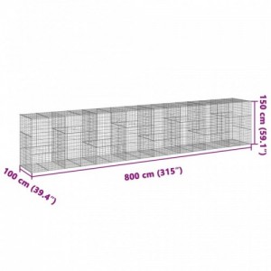 Horganyzott vas gabion kosár fedéllel 800 x 100 x 150 cm