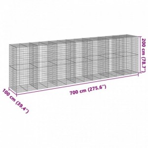 Horganyzott vas gabion kosár fedéllel 700 x 100 x 200 cm