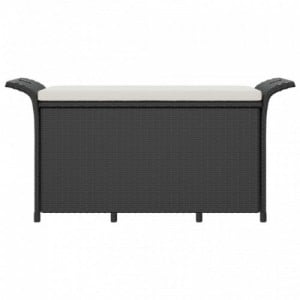 Fekete polyrattan kerti pad párnával 116 x 46 x 57 cm