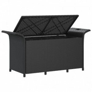 Fekete polyrattan kerti pad párnával 116 x 46 x 57 cm