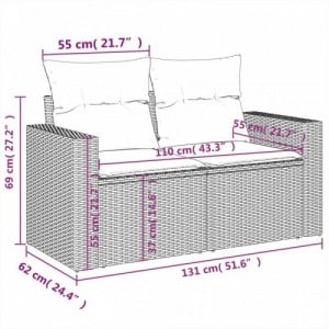 6 részes világosszürke polyrattan kerti ülőgarnitúra párnákkal