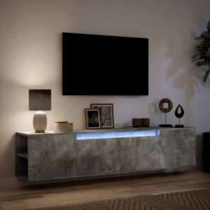 Betonszürke fali TV-szekrény LED-del 180 x 31 x 39,5 cm