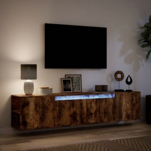 Füstös tölgy színű fali TV-szekrény LED-del 180 x 31 x 39,5 cm