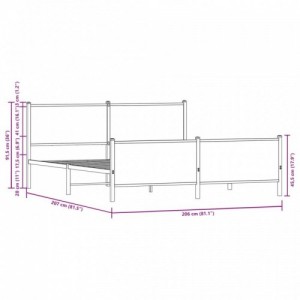 Barna tölgy színű fém ágykeret matrac nélkül 200 x 200 cm