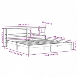 Viaszbarna tömör fenyőfa ágykeret fejtámlával 200 x 200 cm