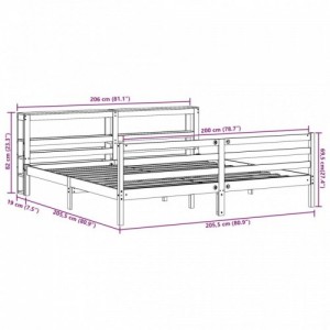 Fehér tömör fenyőfa ágy matrac nélkül 200 x 200 cm